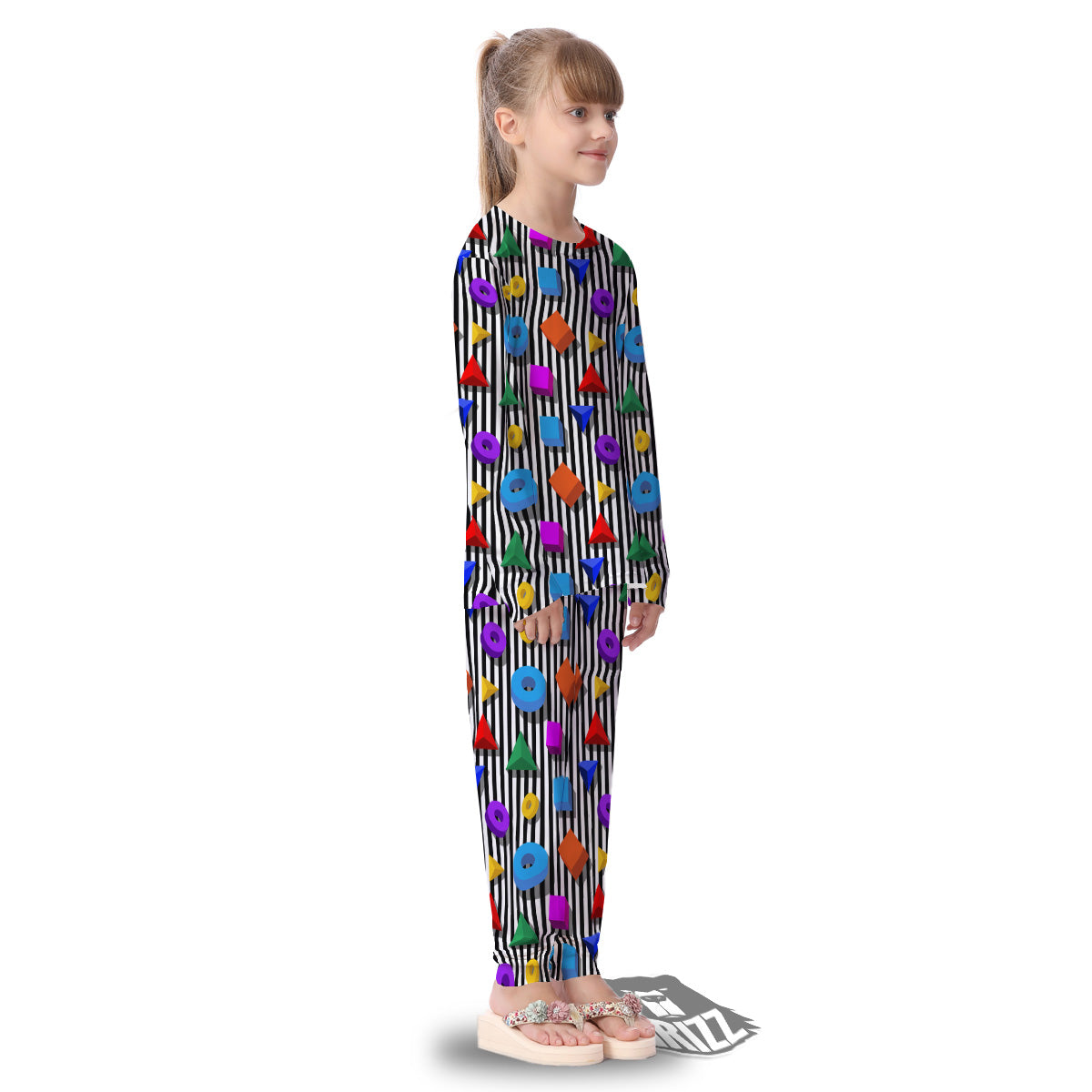 Geometric Colorful Striped Print Pattern Kid's Pajamas-grizzshop