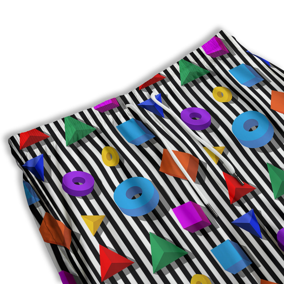 Geometric Colorful Striped Print Pattern Men's Athletic Shorts