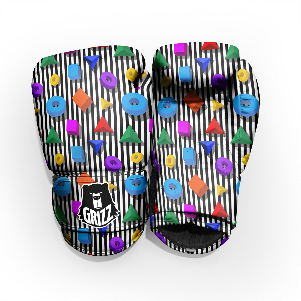 Geometric Colorful Striped Print Pattern Pro Boxing Glove