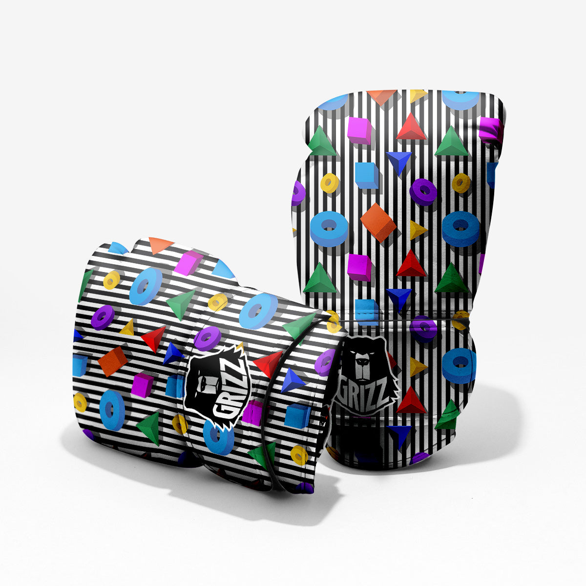 Geometric Colorful Striped Print Pattern Pro Boxing Glove