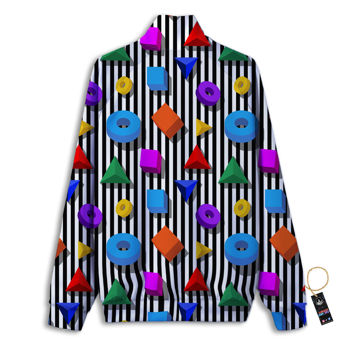 Geometric Colorful Striped Print Pattern Track Jacket-grizzshop