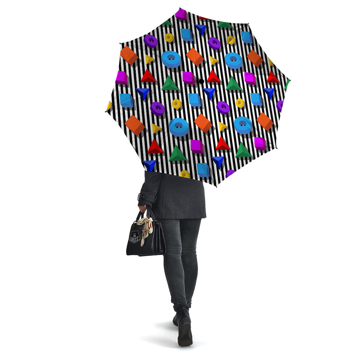 Geometric Colorful Striped Print Pattern Umbrella-grizzshop