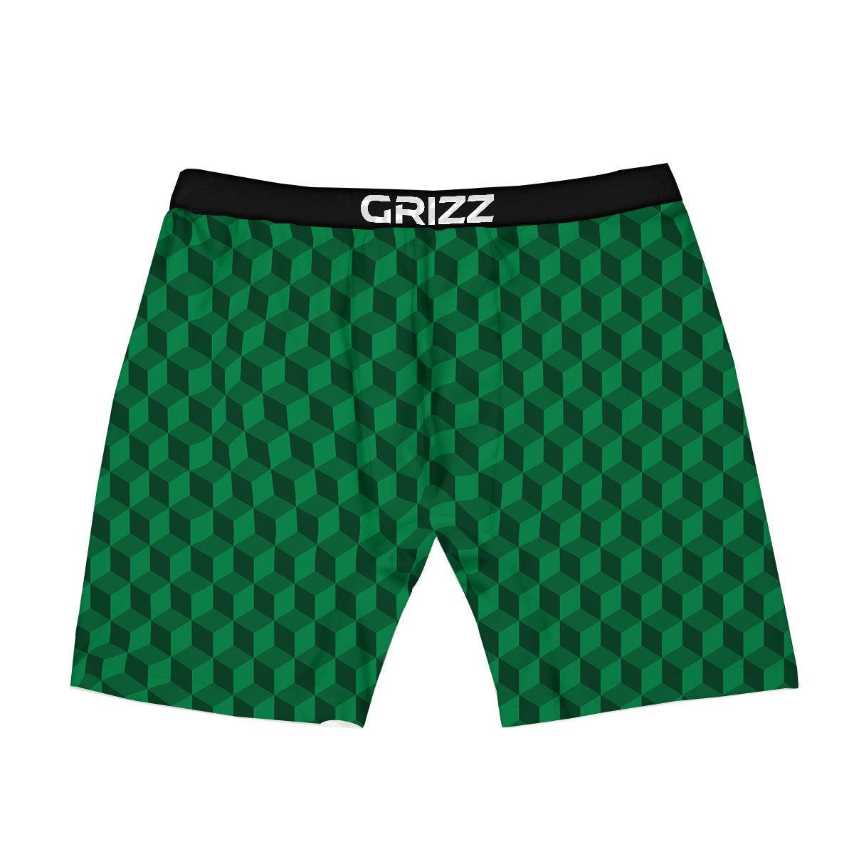 Geometric Cube Dark Green Print Pattern Boxer Briefs-grizzshop