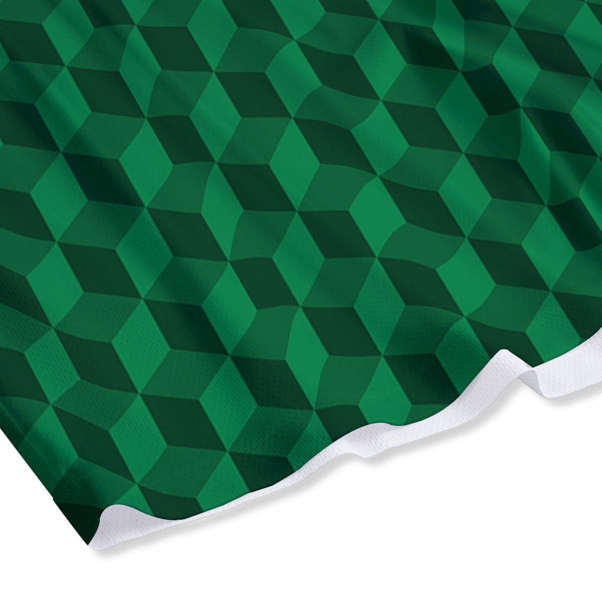 Geometric Cube Dark Green Print Pattern Mesh Shorts-grizzshop