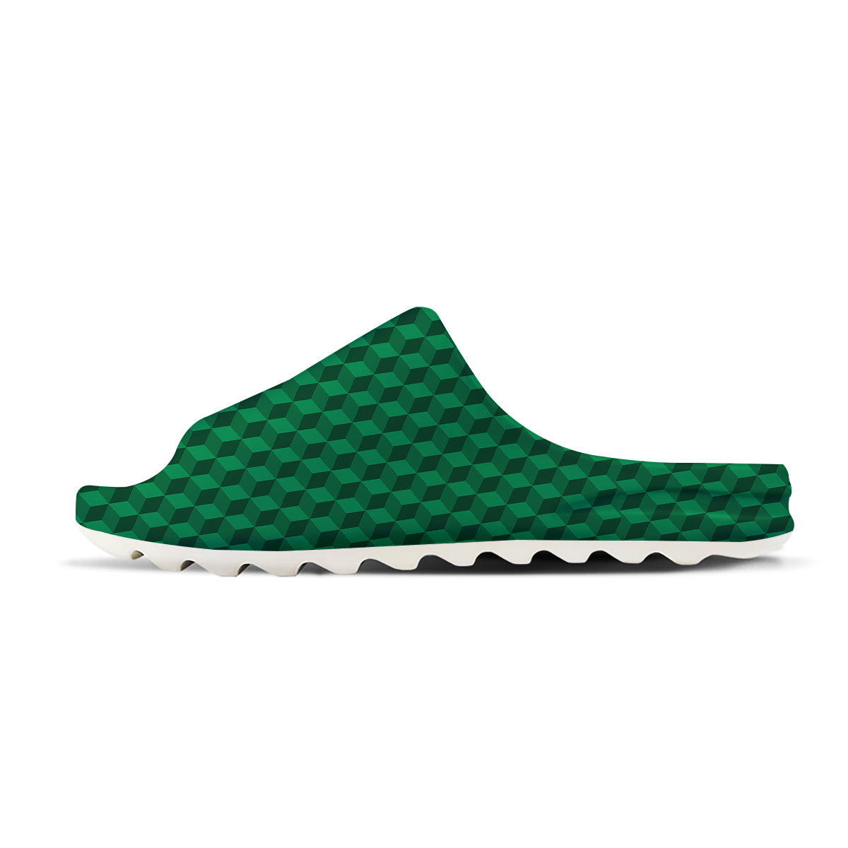 Geometric Cube Dark Green Print Pattern Sandals-grizzshop