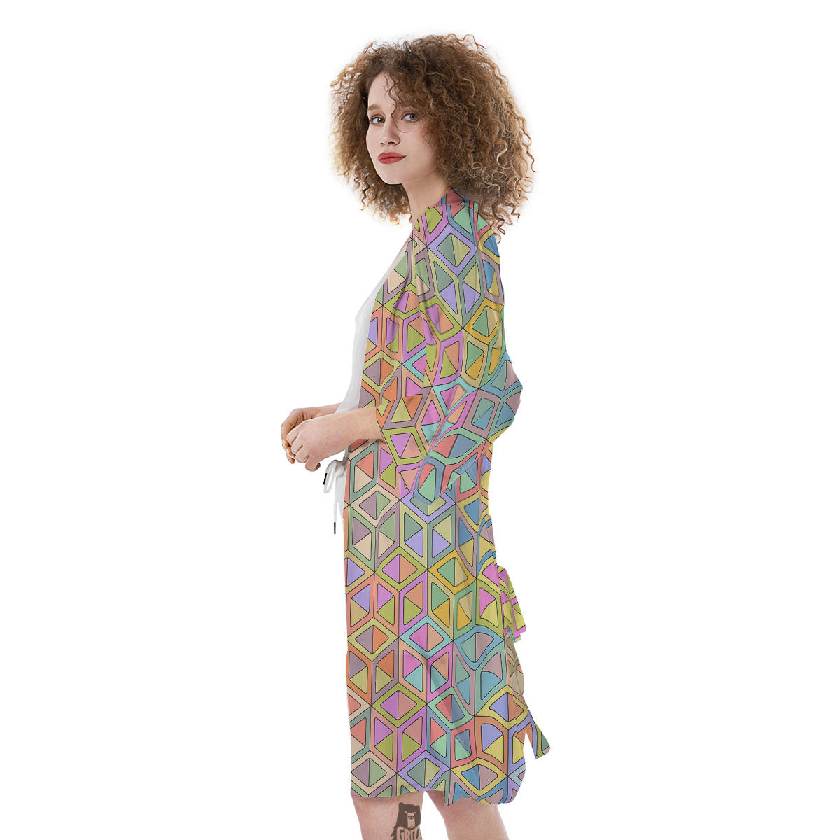 Geometric Cubic Pastel Print Kimono-grizzshop