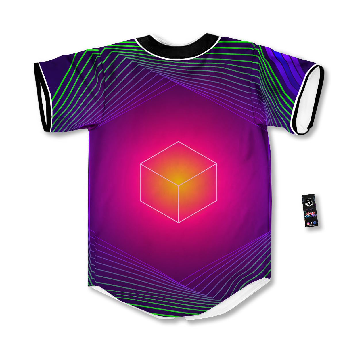Geometric EDM Colorful Print Baseball Jersey-grizzshop