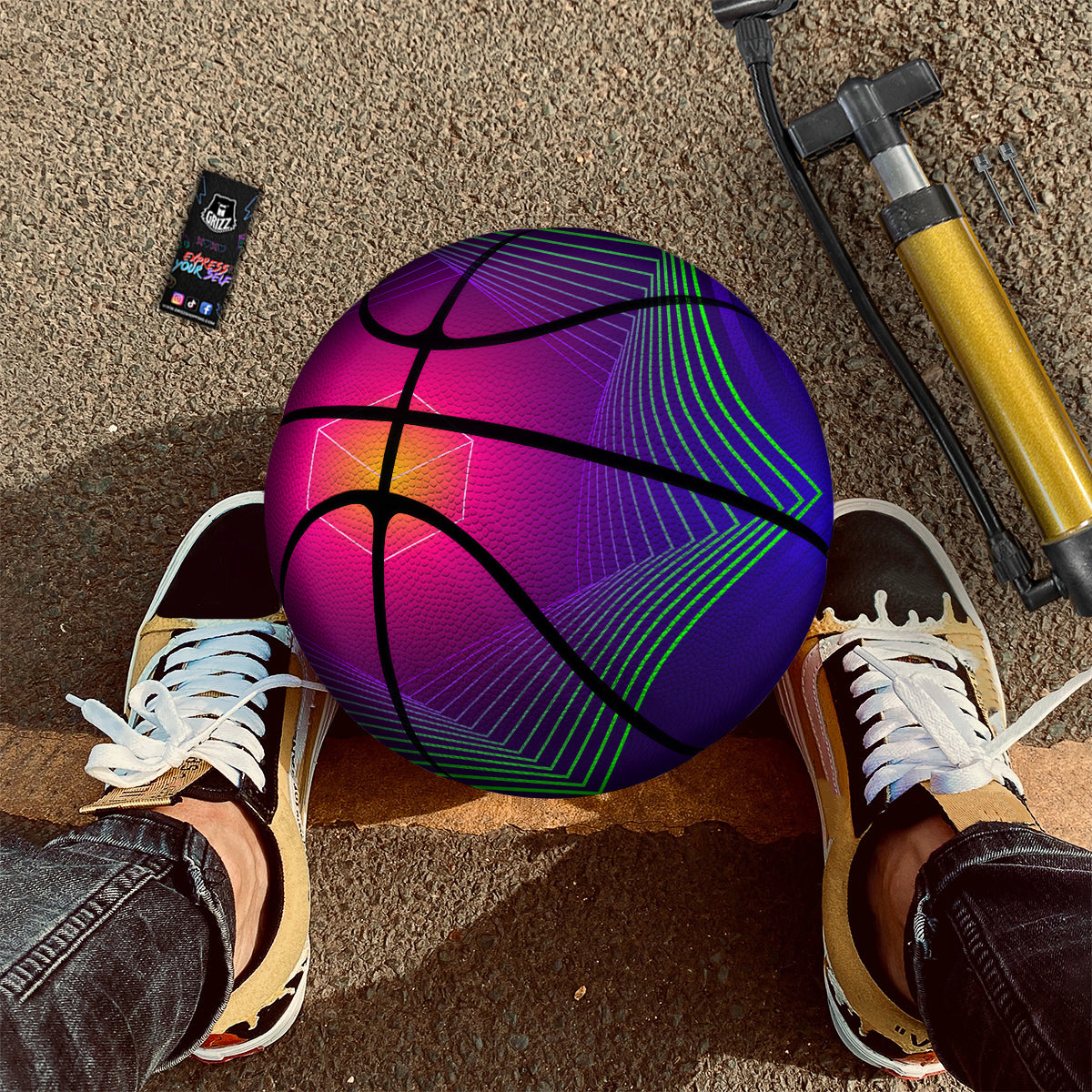 Geometric EDM Colorful Print Basketball-grizzshop