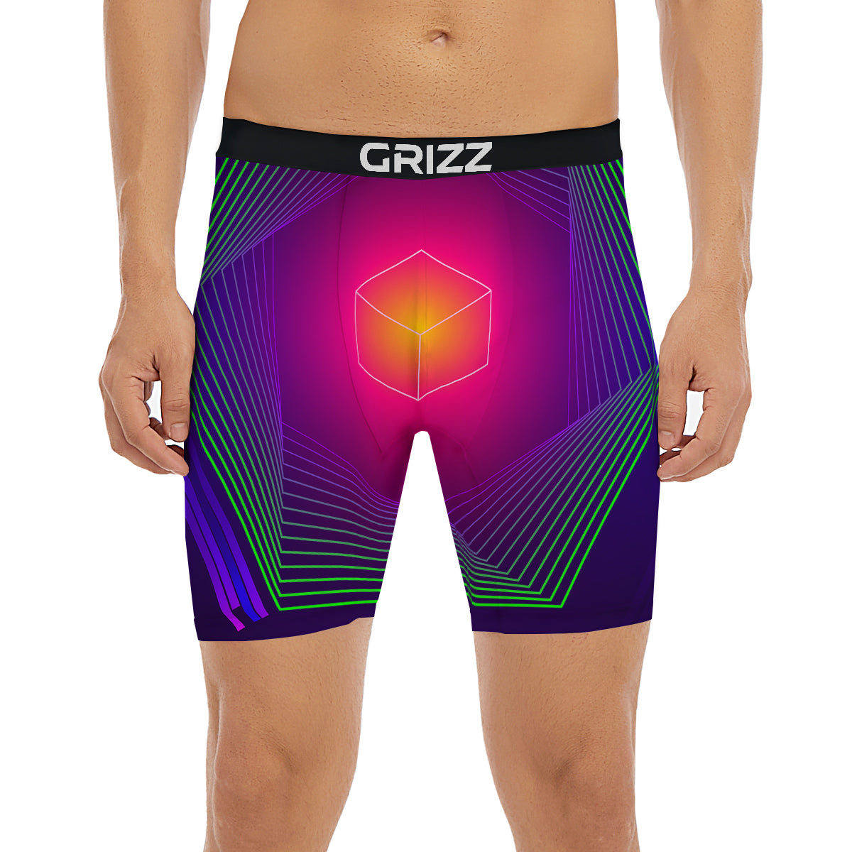Geometric EDM Colorful Print Boxer Briefs-grizzshop