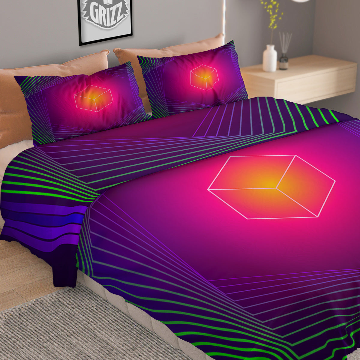 Full Moon And Night Stars Print Duvet Cover Bedding Set