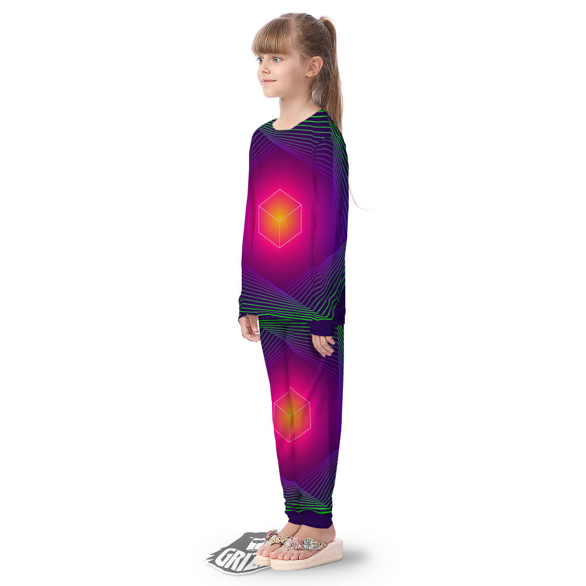 Geometric EDM Colorful Print Kid's Pajamas-grizzshop