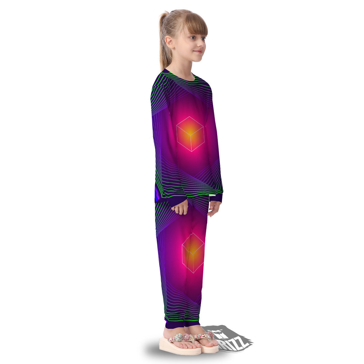Geometric EDM Colorful Print Kid's Pajamas-grizzshop