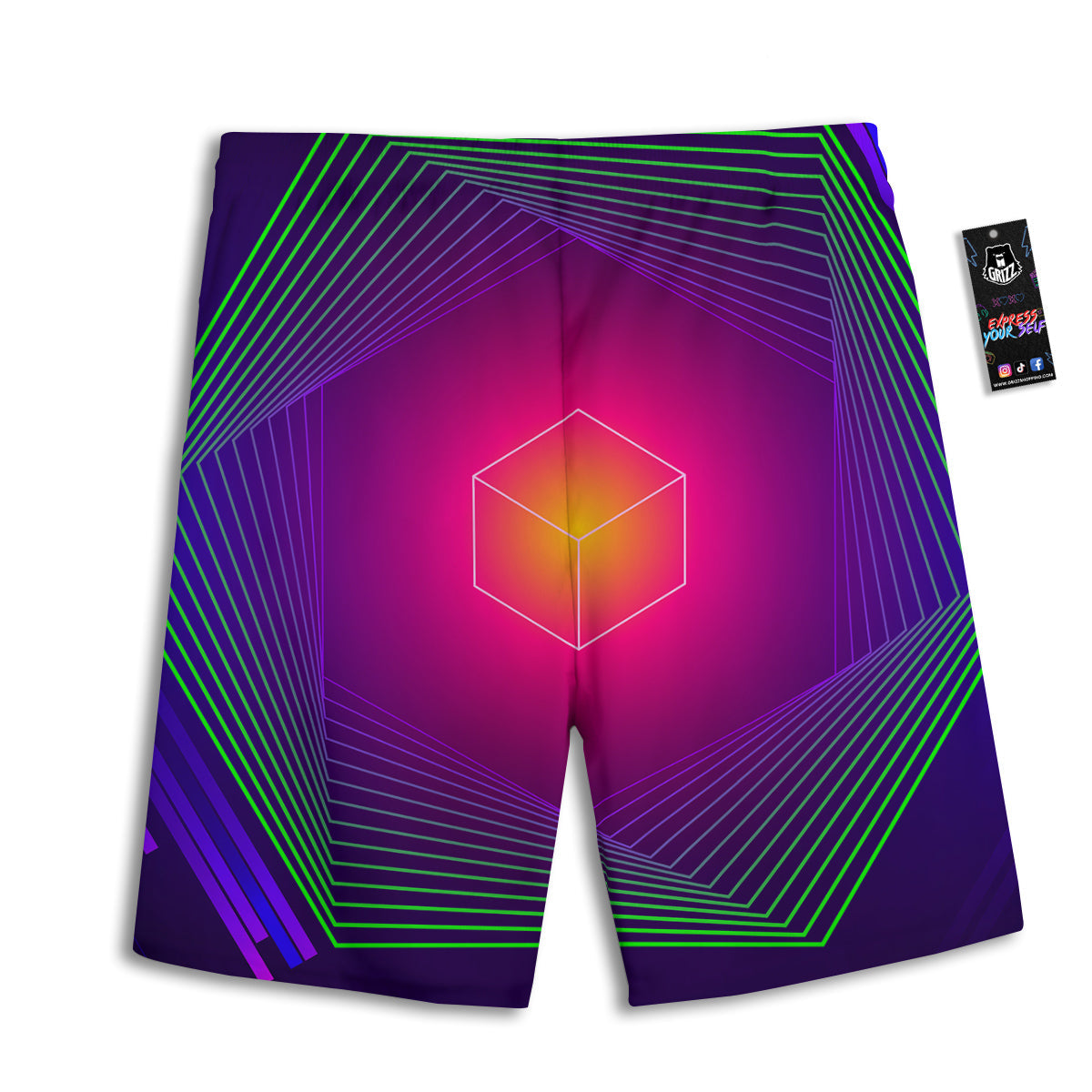 Geometric EDM Colorful Print Men's Athletic Shorts