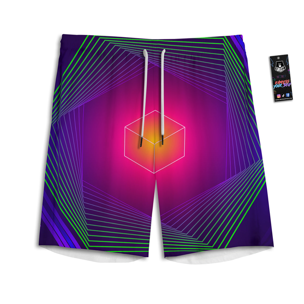 Geometric EDM Colorful Print Men's Athletic Shorts