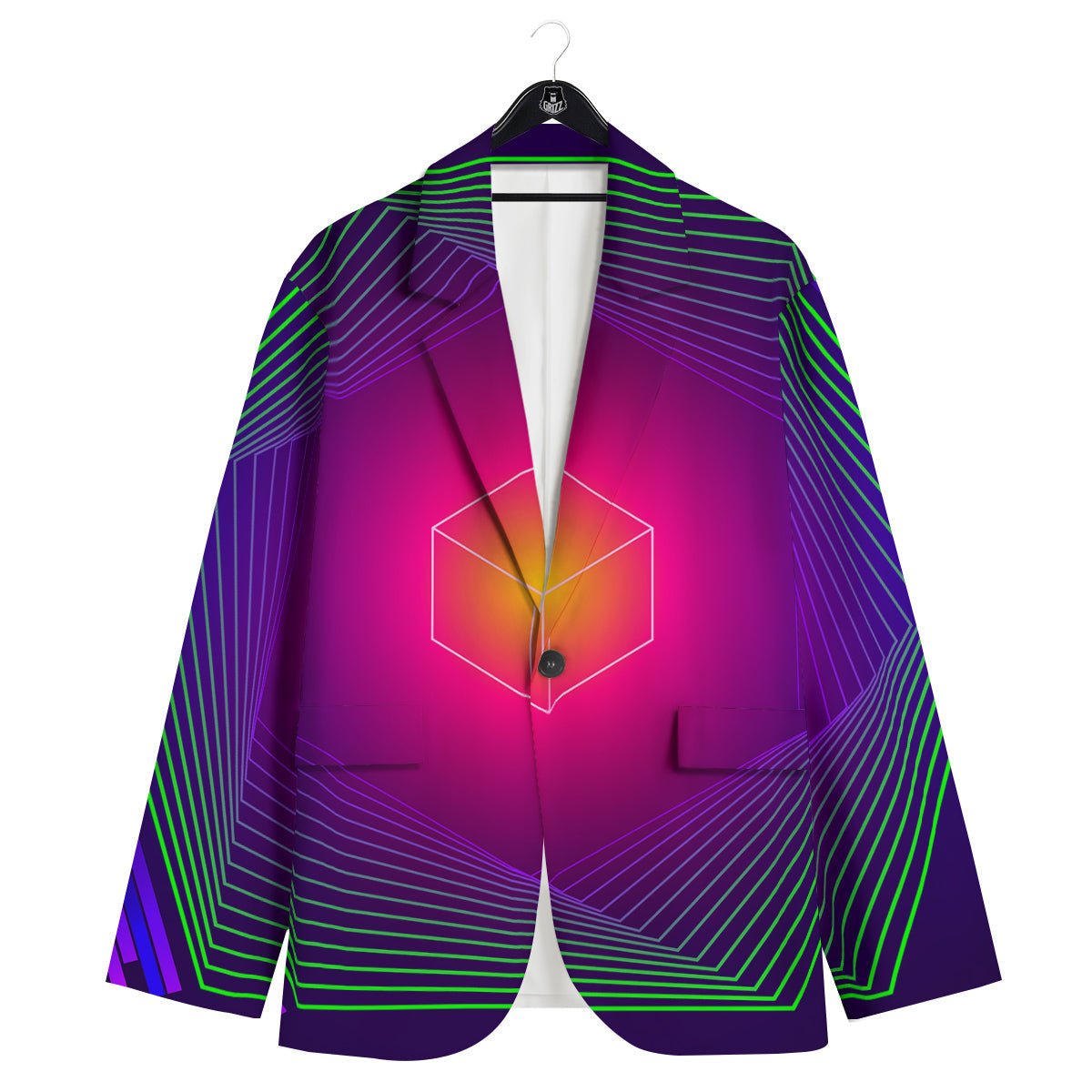Geometric EDM Colorful Print Men's Sport Coat-grizzshop