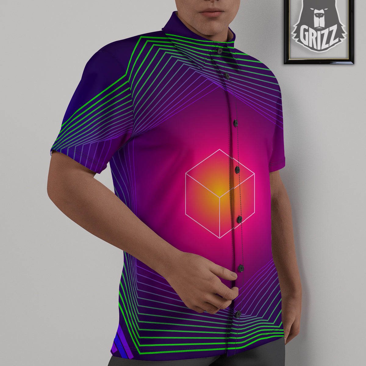 Geometric EDM Colorful Print Untucked Shirts-grizzshop
