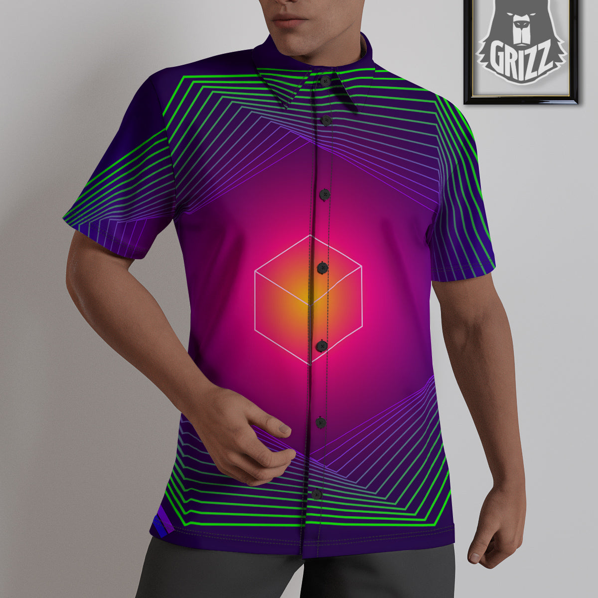 Geometric EDM Colorful Print Untucked Shirts-grizzshop