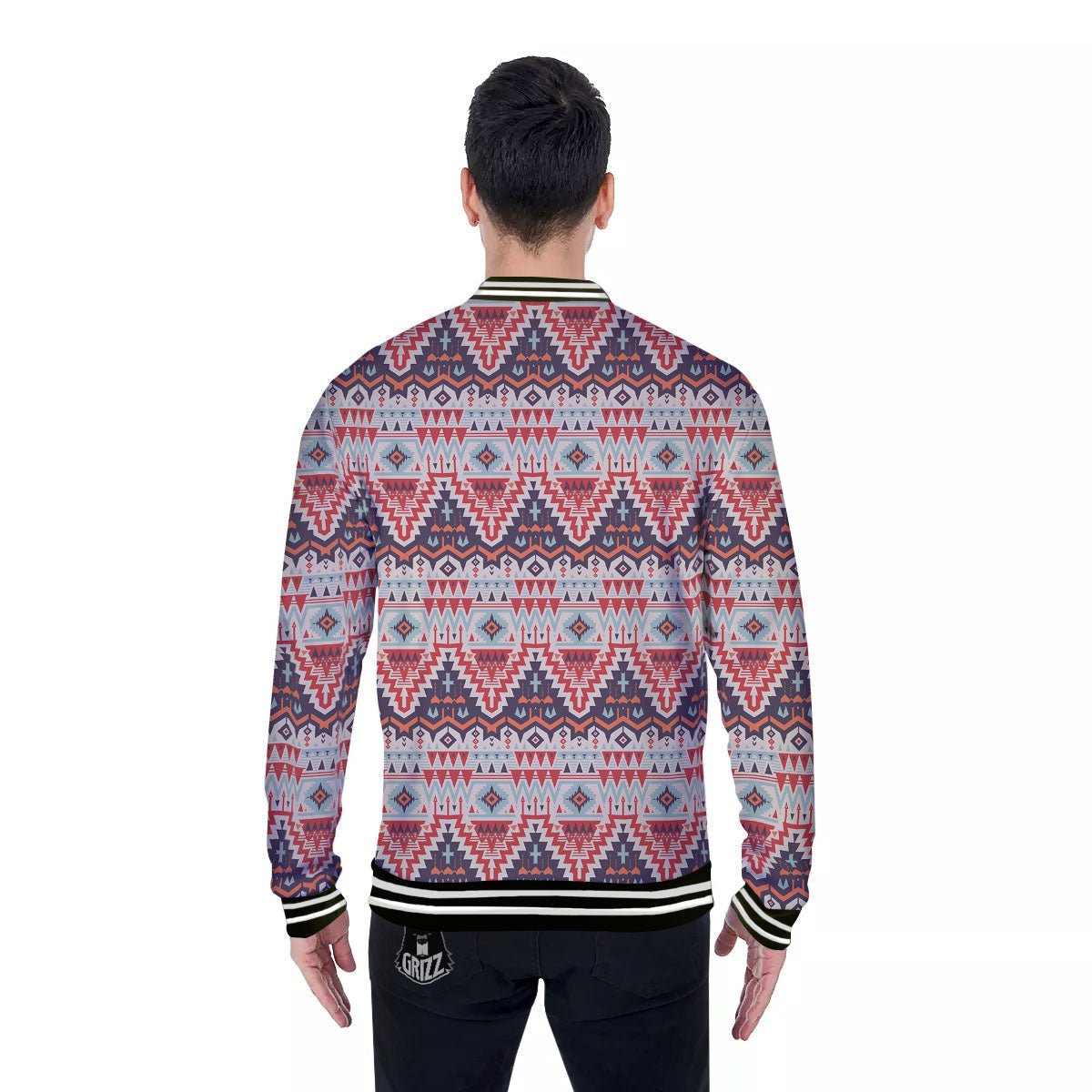 Geometric Ethnic Aztec Print Pattern Baseball Jacket-grizzshop