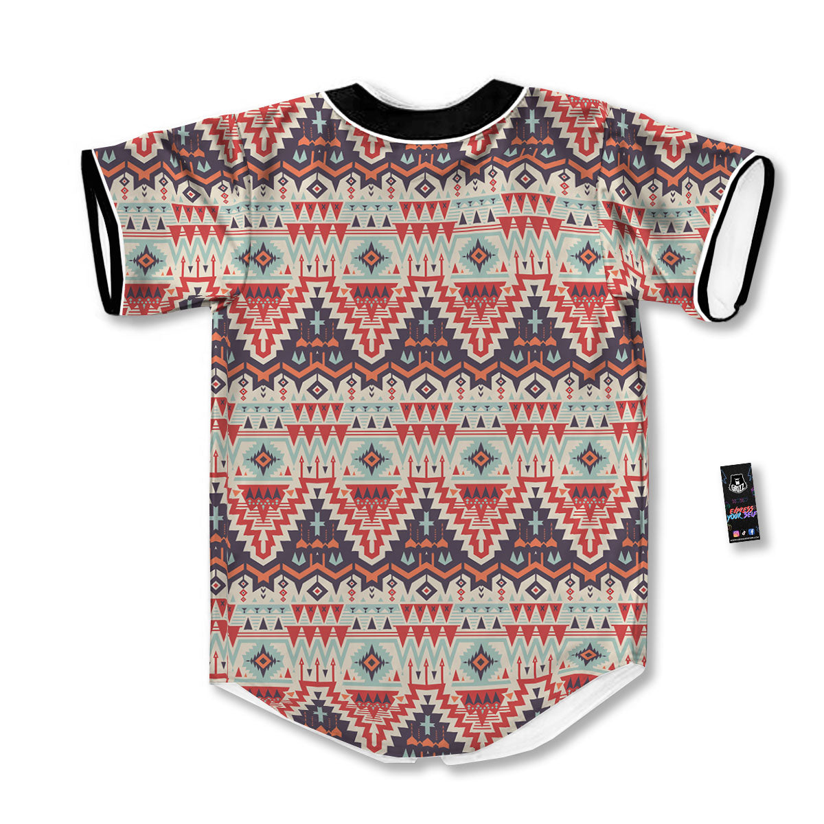 Geometric Ethnic Aztec Print Pattern Baseball Jersey-grizzshop