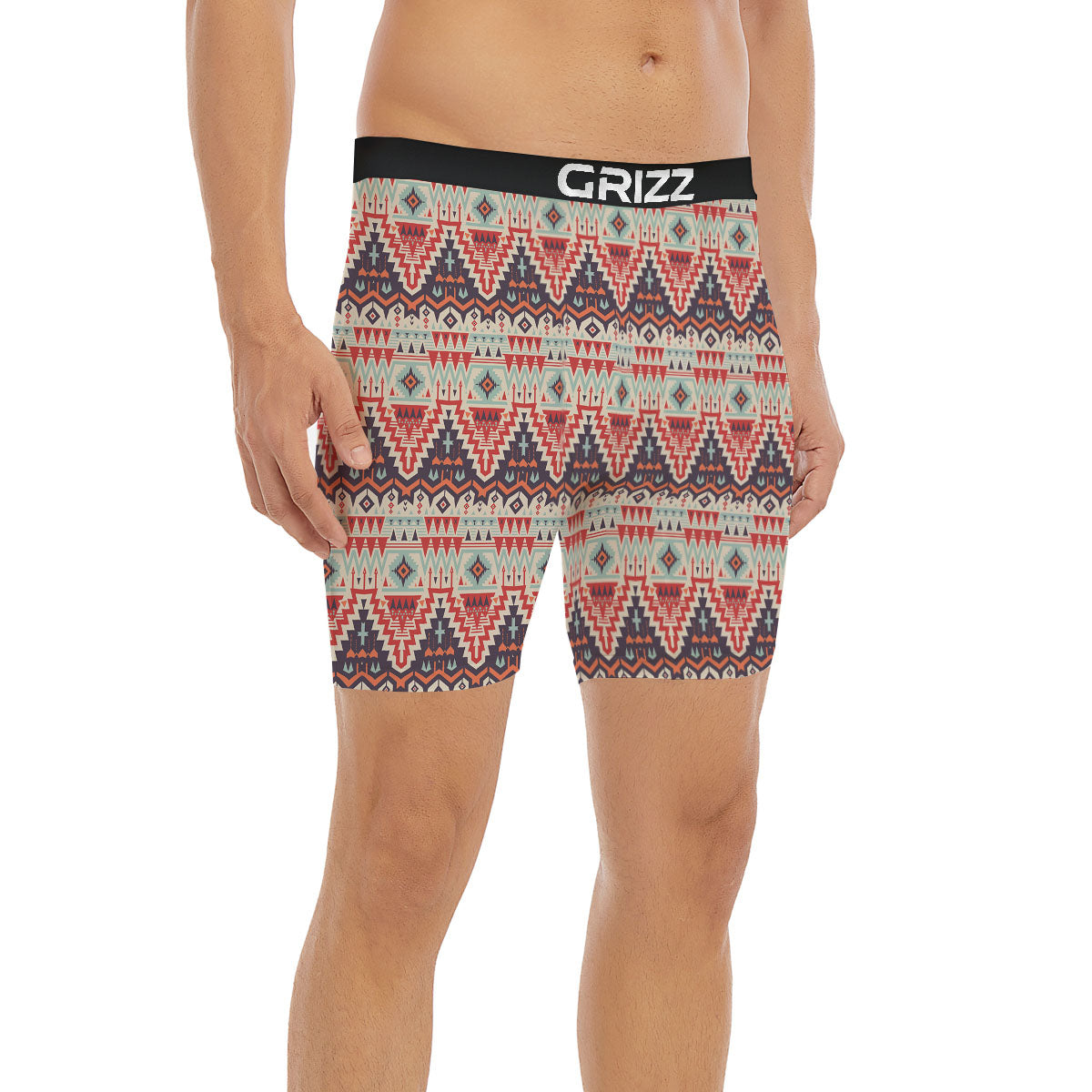 Geometric Ethnic Aztec Print Pattern Boxer Briefs-grizzshop
