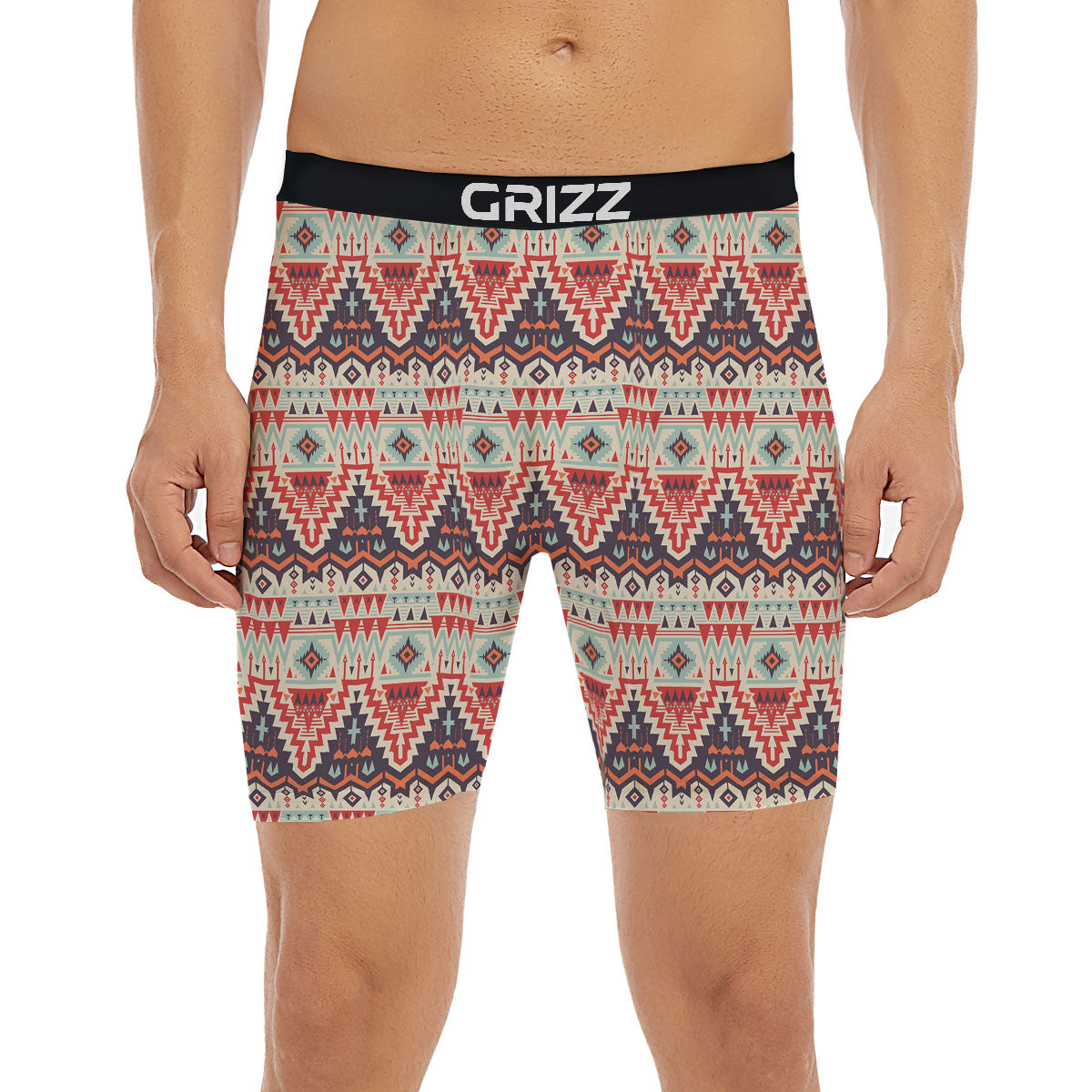 Geometric Ethnic Aztec Print Pattern Boxer Briefs-grizzshop