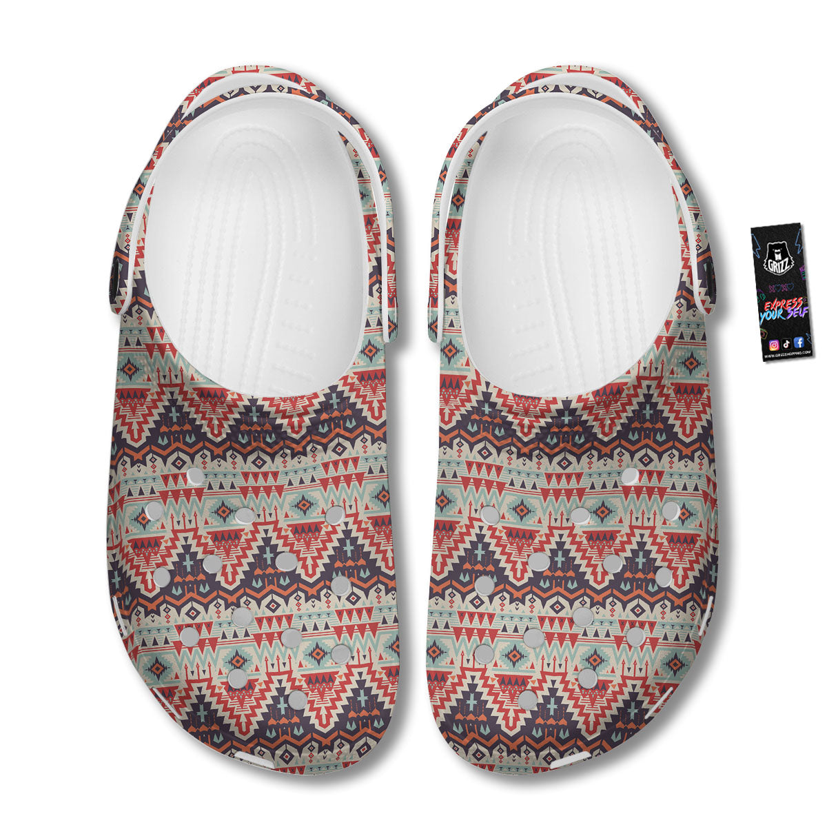 Geometric Ethnic Aztec Print Pattern Clog-grizzshop