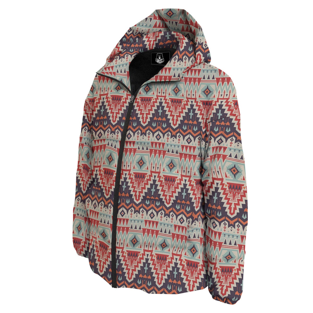 Geometric Ethnic Aztec Print Pattern Down Jacket-grizzshop