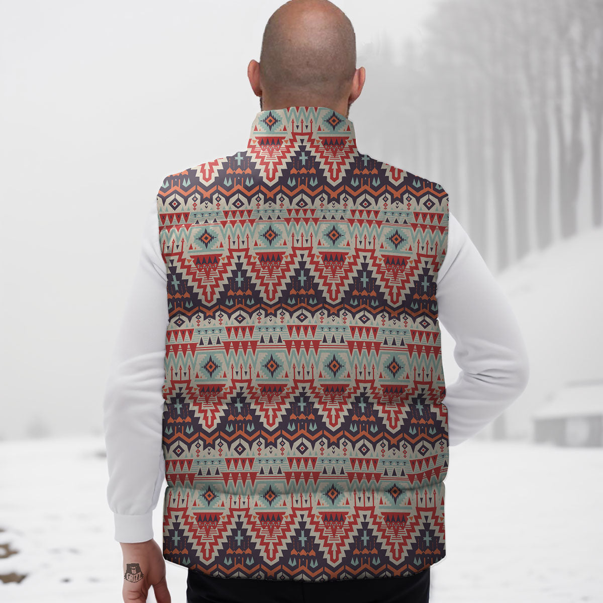 Geometric Ethnic Aztec Print Pattern Down Vest