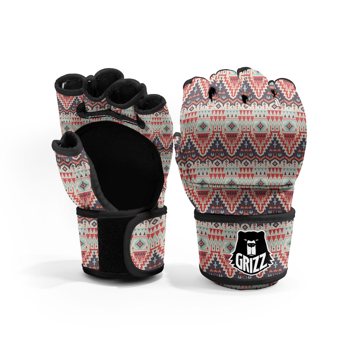 Geometric Ethnic Aztec Print Pattern MMA Gloves-grizzshop
