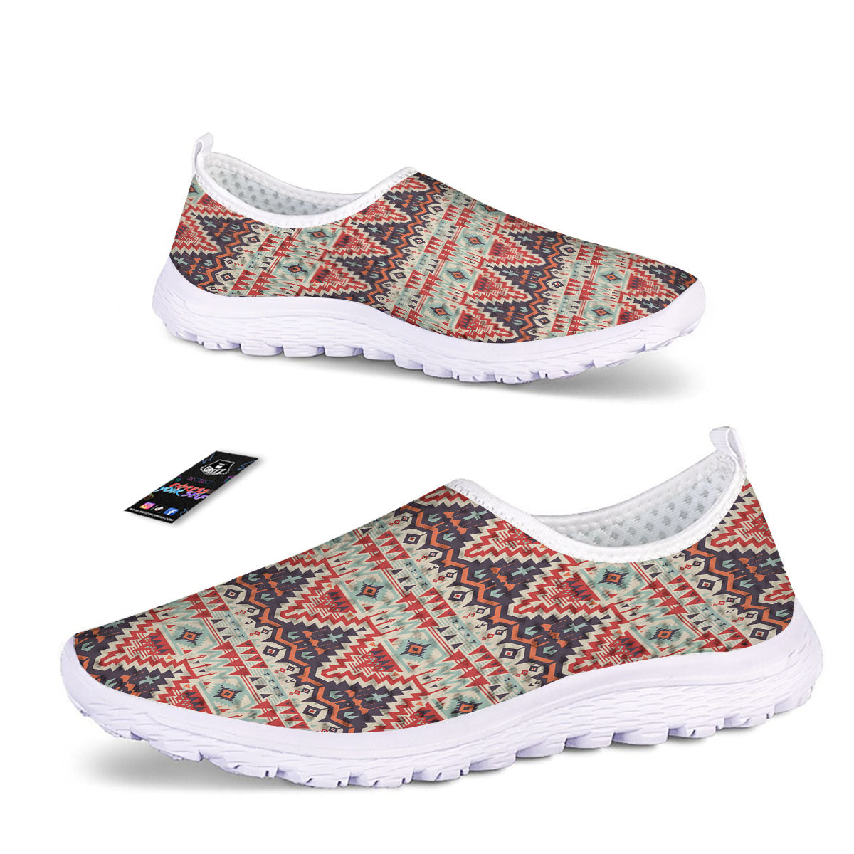 Geometric Ethnic Aztec Print Pattern Nurse Shoes-grizzshop