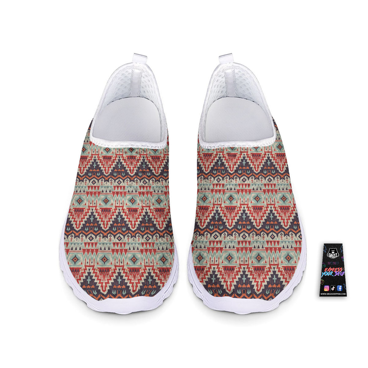 Geometric Ethnic Aztec Print Pattern Nurse Shoes-grizzshop
