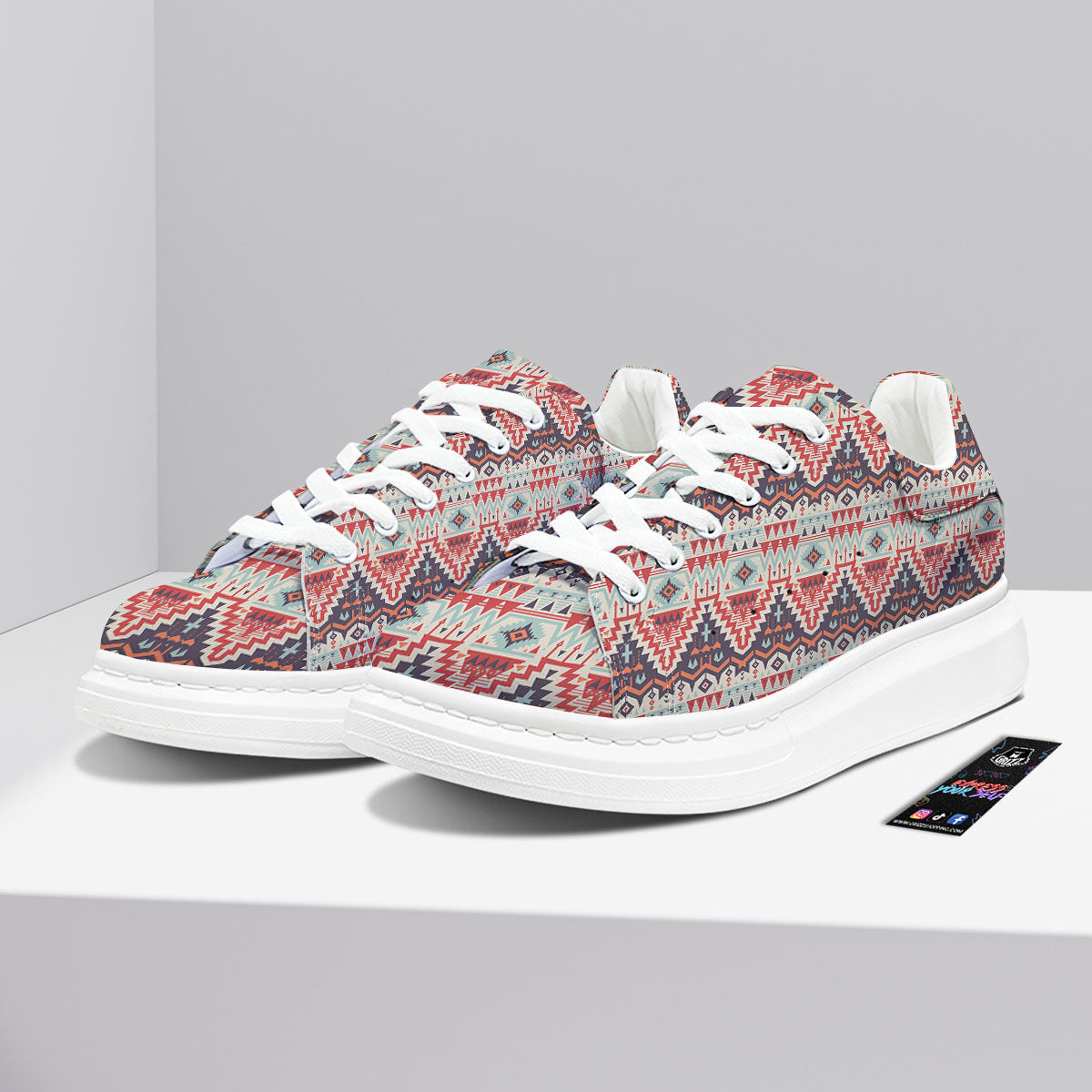 Geometric Ethnic Aztec Print Pattern Platform Shoes-grizzshop