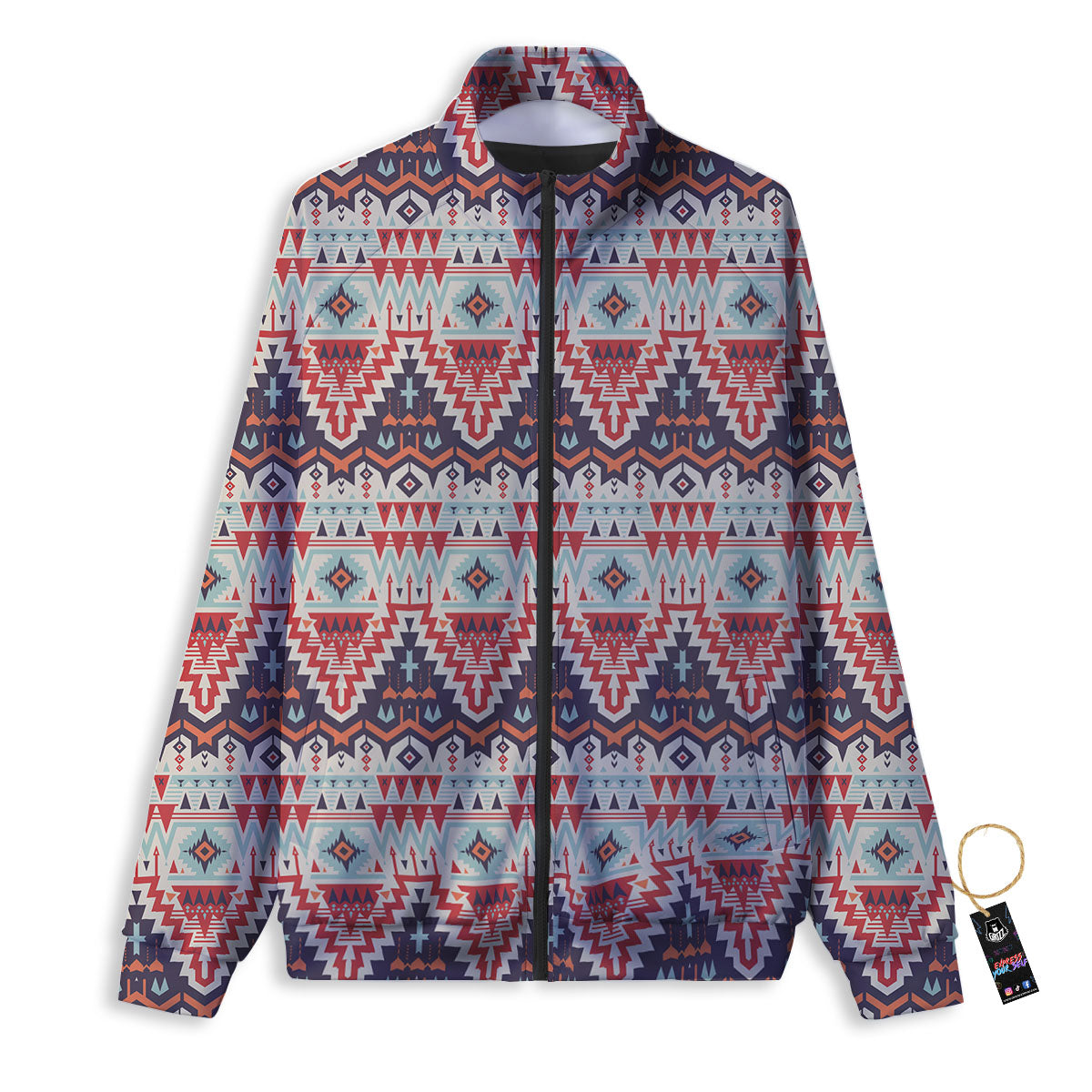 Geometric Ethnic Aztec Print Pattern Track Jacket-grizzshop