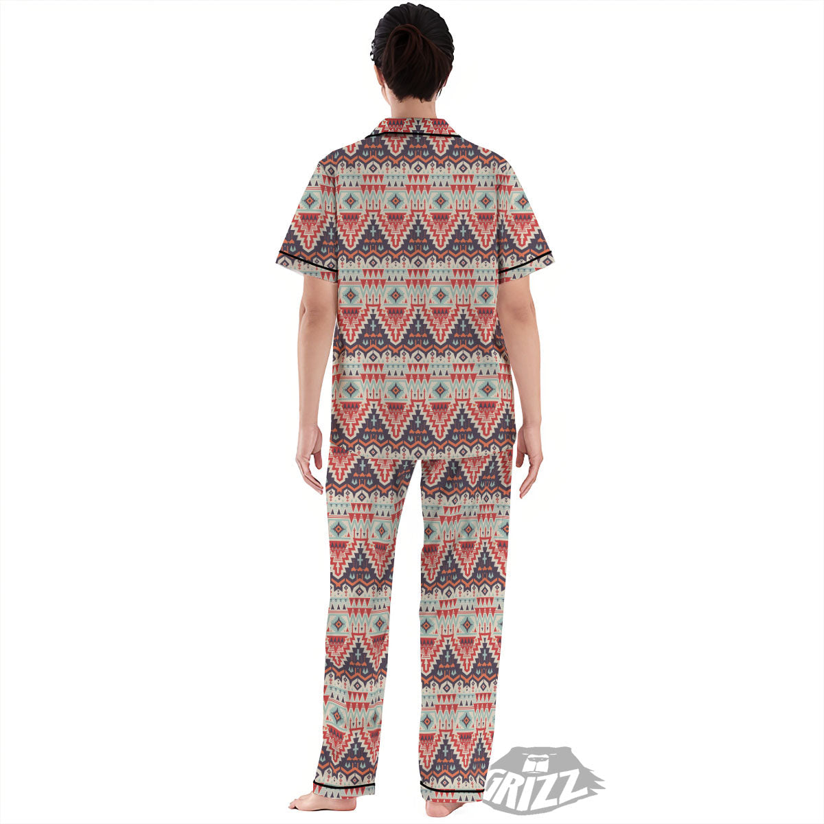 Geometric Ethnic Aztec Print Pattern Women's Pajamas Set-grizzshop