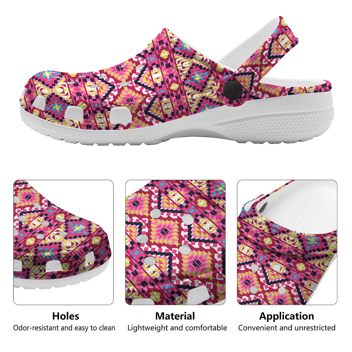 Geometric Ethnic Pink Aztec Print Pattern Clog-grizzshop