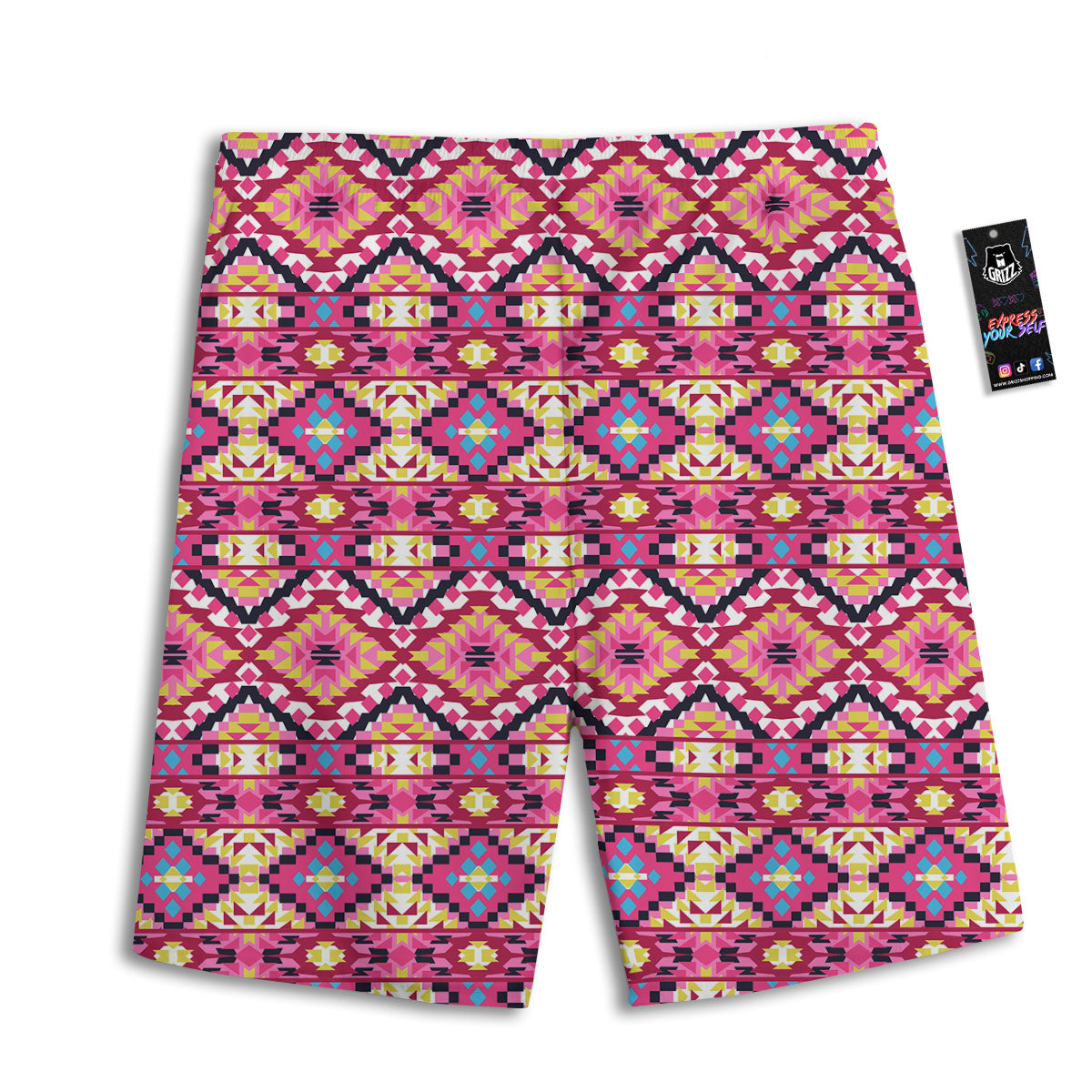 Geometric Ethnic Pink Aztec Print Pattern Men's Athletic Shorts