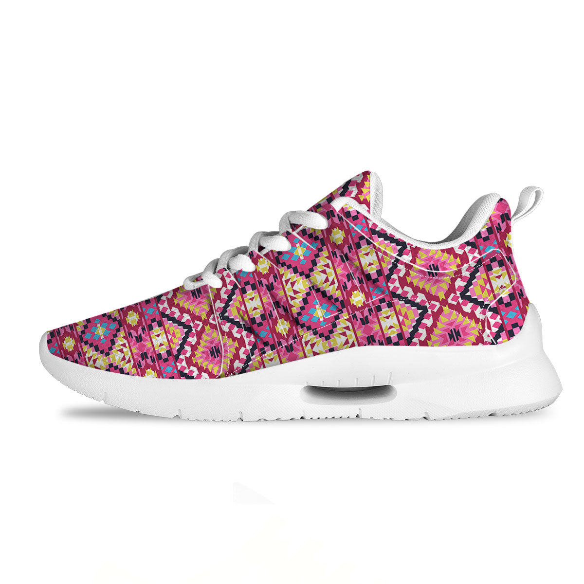 Geometric Ethnic Pink Aztec Print Pattern Tennis Shoes-grizzshop