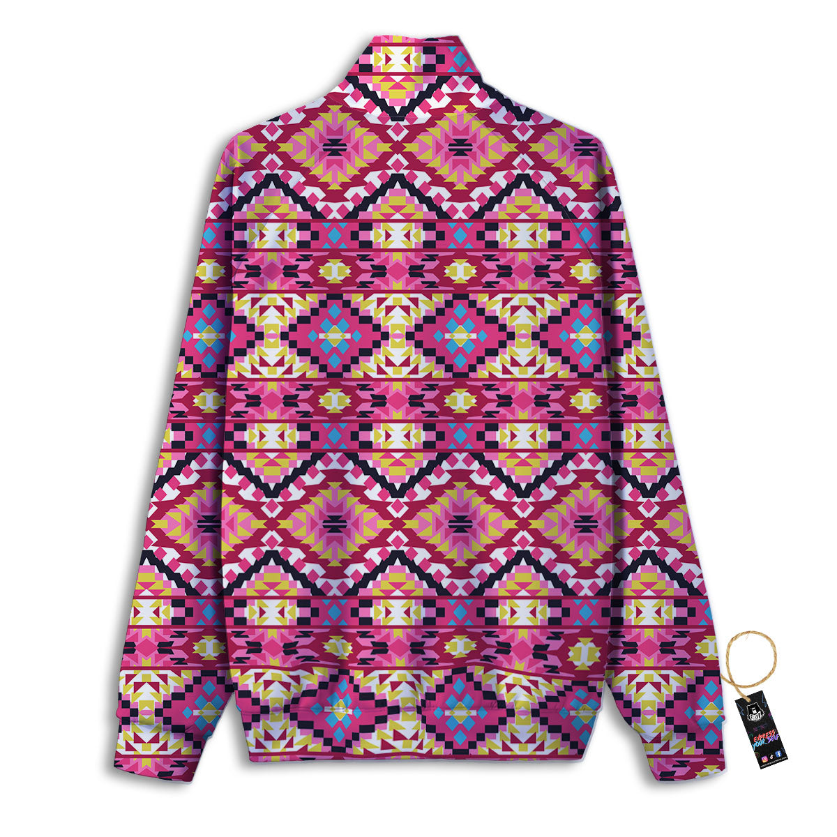 Geometric Ethnic Pink Aztec Print Pattern Track Jacket-grizzshop