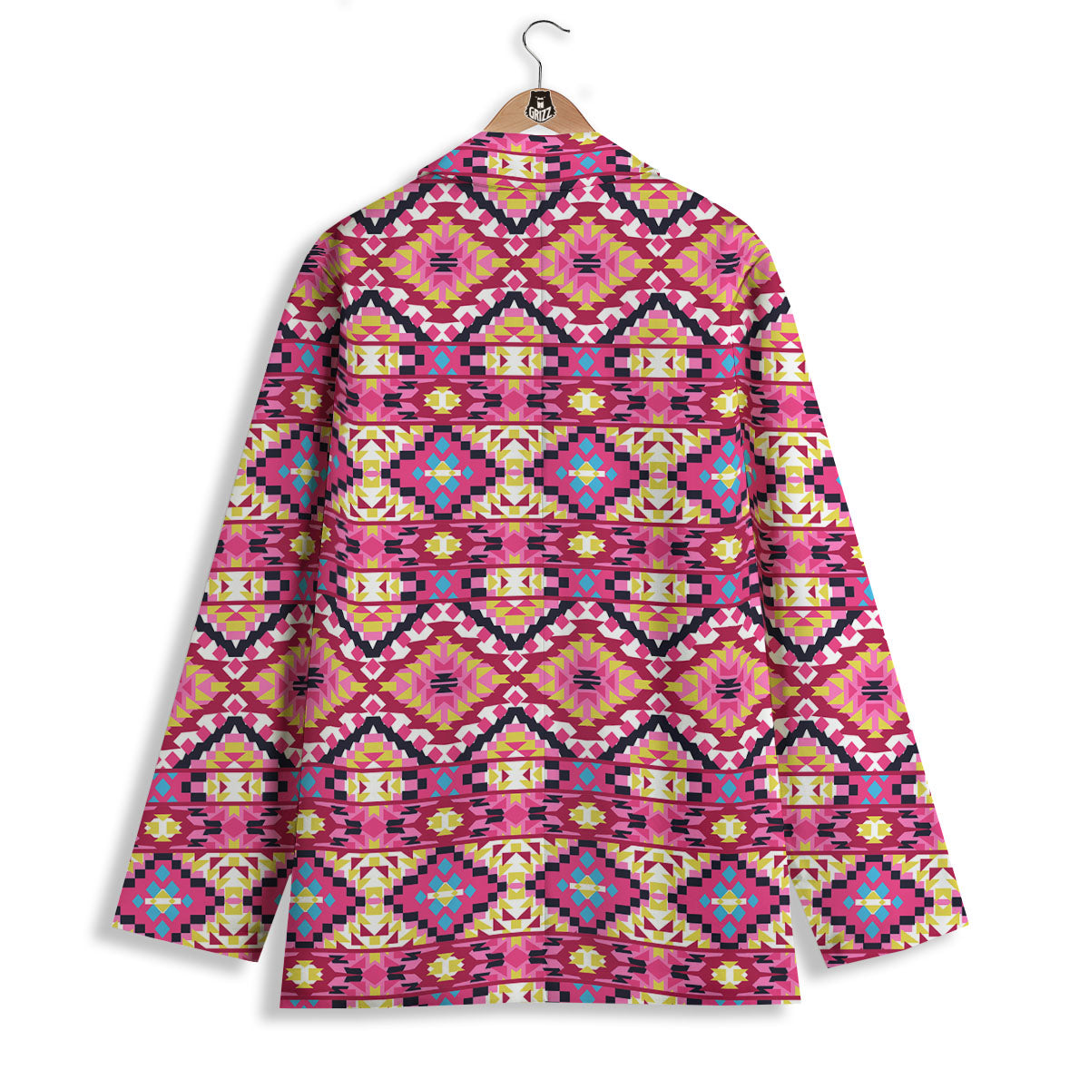 Geometric Ethnic Pink Aztec Print Pattern Women's Blazer-grizzshop