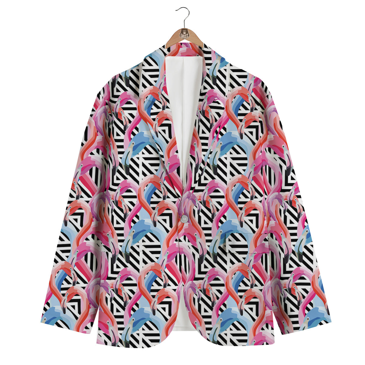 Geometric Flamingo Men's Blazer-grizzshop