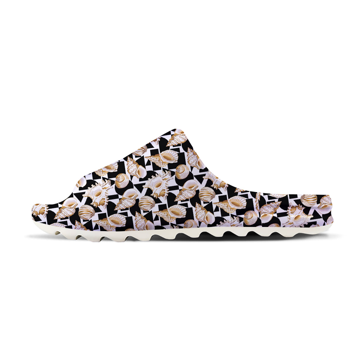 Geometric Gold Sea Shell Print Pattern Sandals-grizzshop