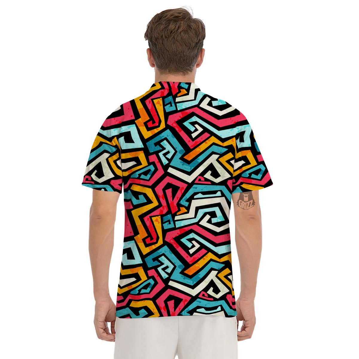 Geometric Graffiti Psychedelic Men's Golf Shirts-grizzshop