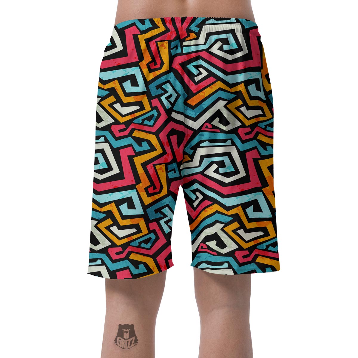 Geometric Graffiti Psychedelic Men's Shorts-grizzshop