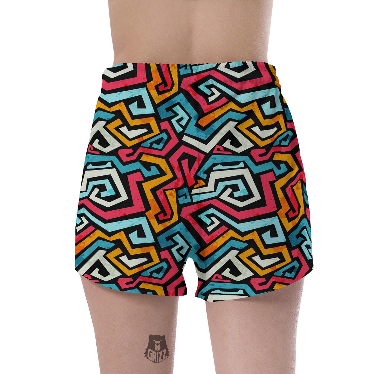 Geometric Graffiti Psychedelic Women's Shorts-grizzshop