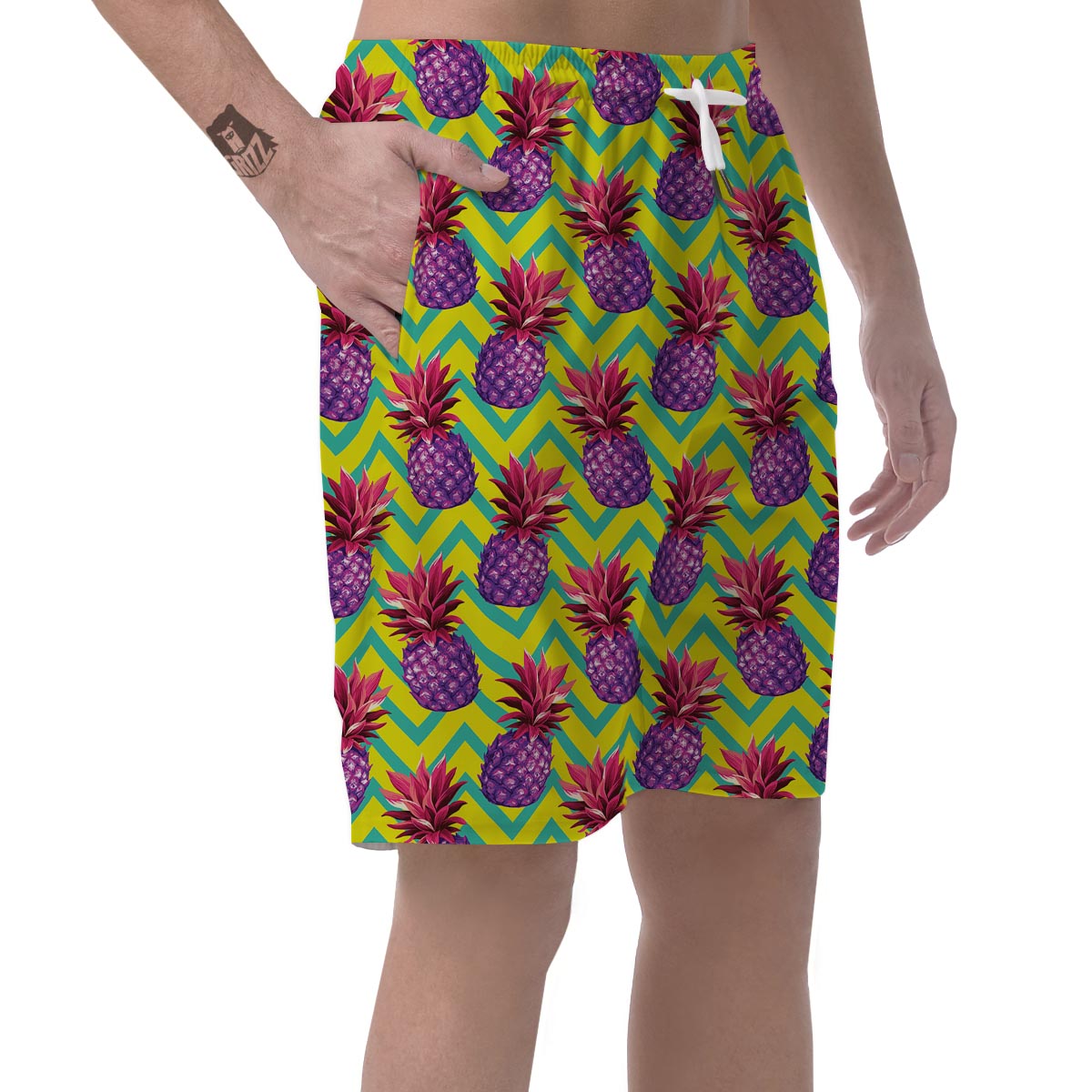 Geometric Hawaiian Pineapple Print Men's Shorts-grizzshop