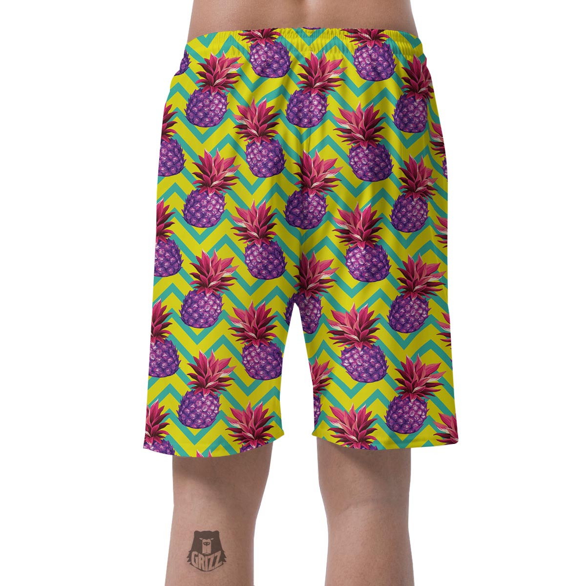 Geometric Hawaiian Pineapple Print Men's Shorts-grizzshop