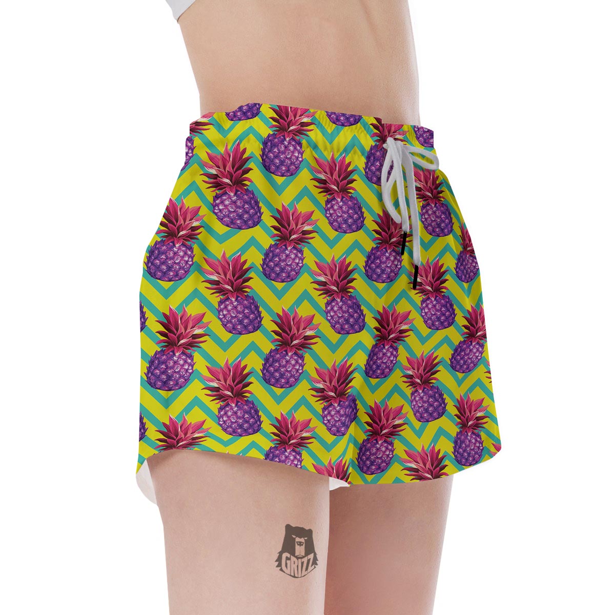 Geometric Hawaiian Pineapple Print Women's Shorts-grizzshop