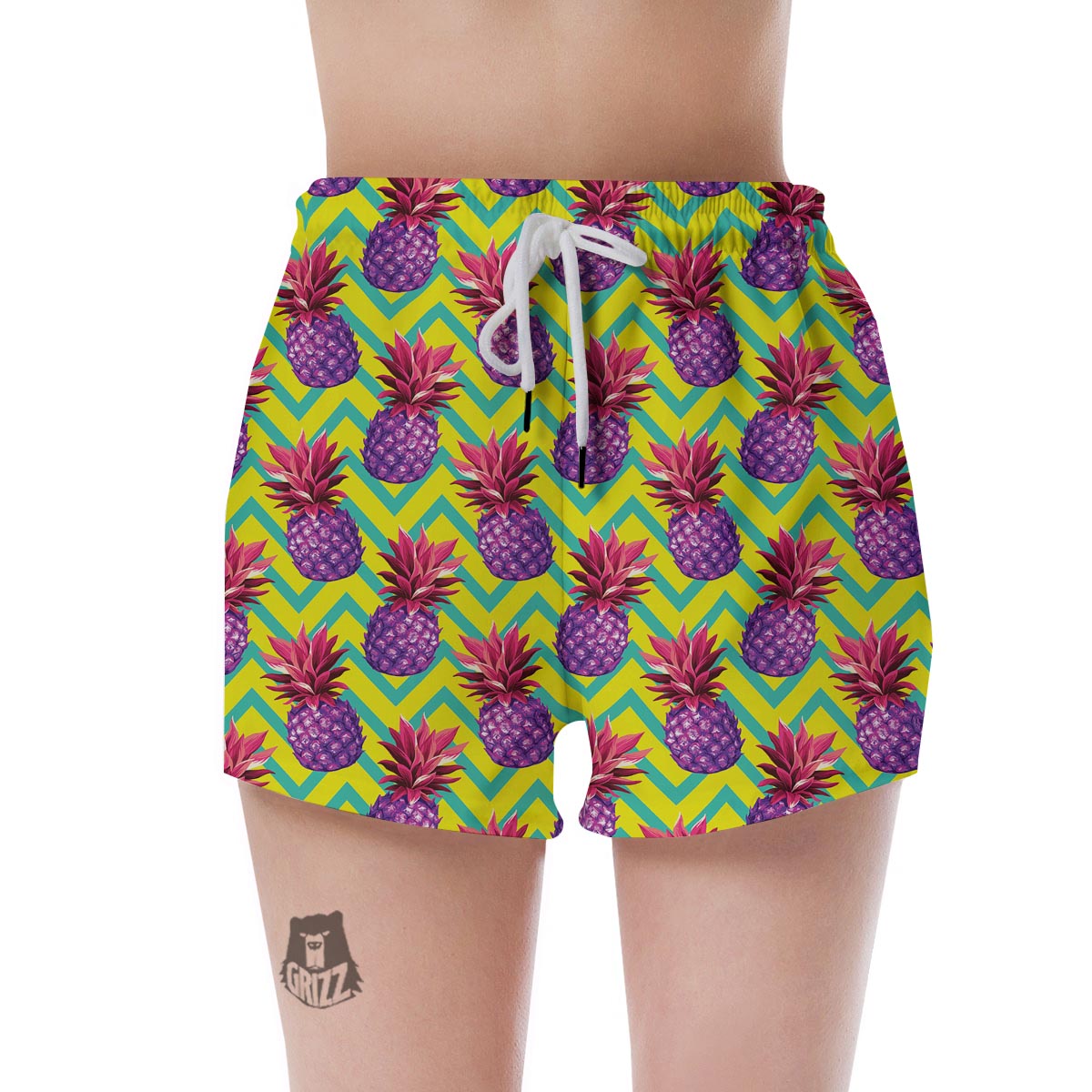Geometric Hawaiian Pineapple Print Women's Shorts-grizzshop