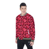 Geometric Heart Valentine's Day Print Pattern Baseball Jacket-grizzshop