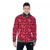 Geometric Heart Valentine's Day Print Pattern Baseball Jacket-grizzshop